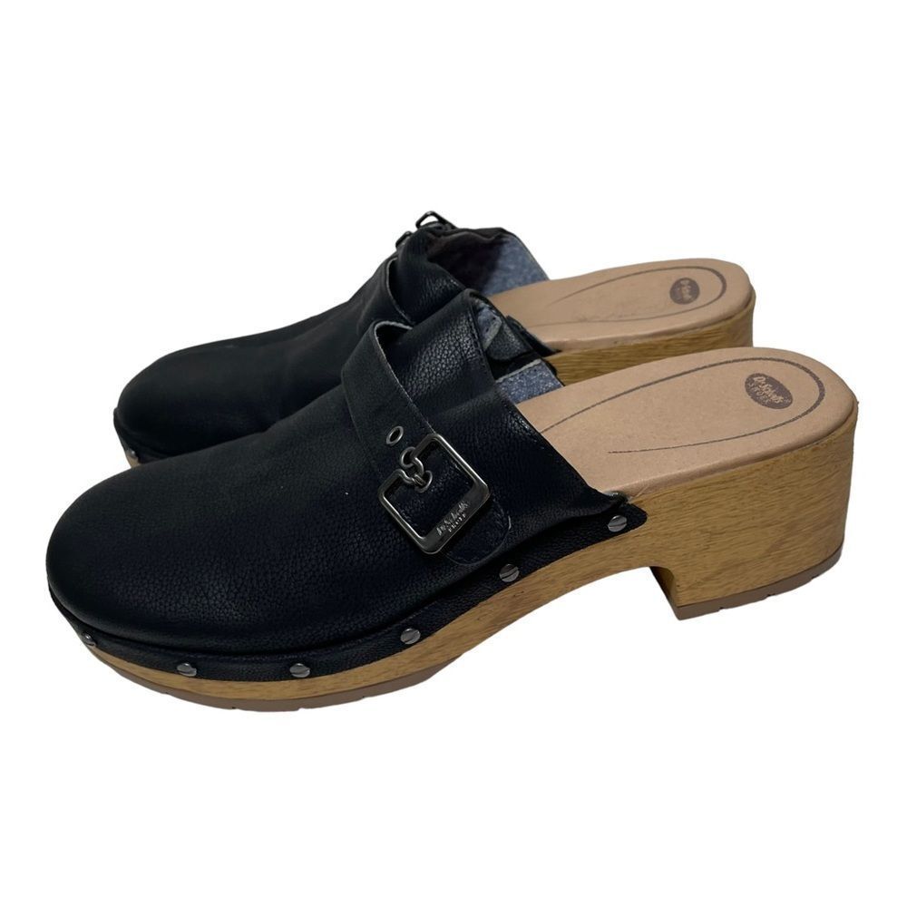 Dr. Scholl’s Black Wooden Heeled Clogs